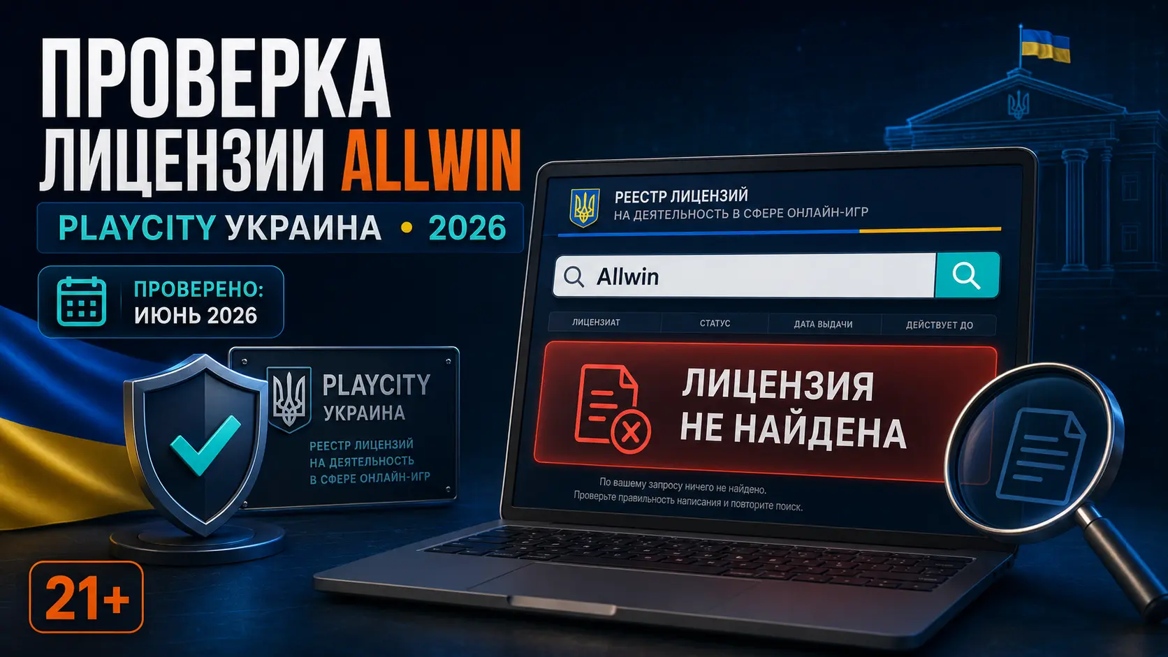 Проверка лицензии Allwin на сайте регулятора PlayCity Украина 2026
